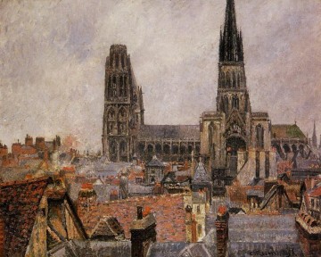 Los tejados del viejo Rouen clima gris 1896 Camille Pissarro Pinturas al óleo
